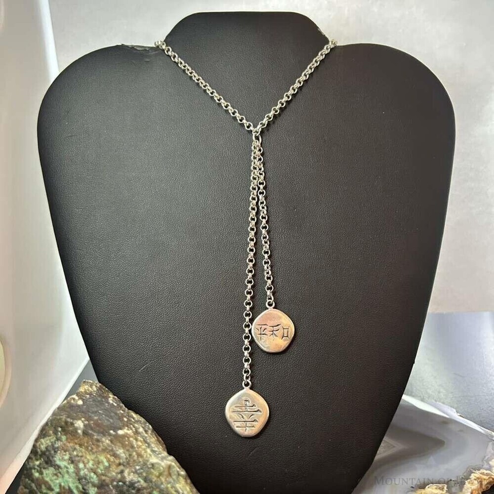 Carolyn Pollack Sterling Double Sided Peace & Joy Symbols Necklace For Women